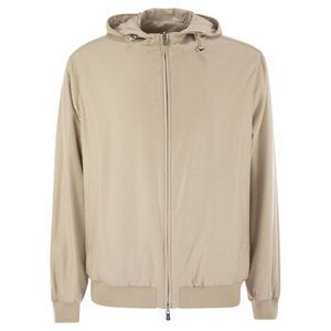 Fedeli Men Reversible Bomber Jacket With Hood In Cashmere Flannel And Airstop